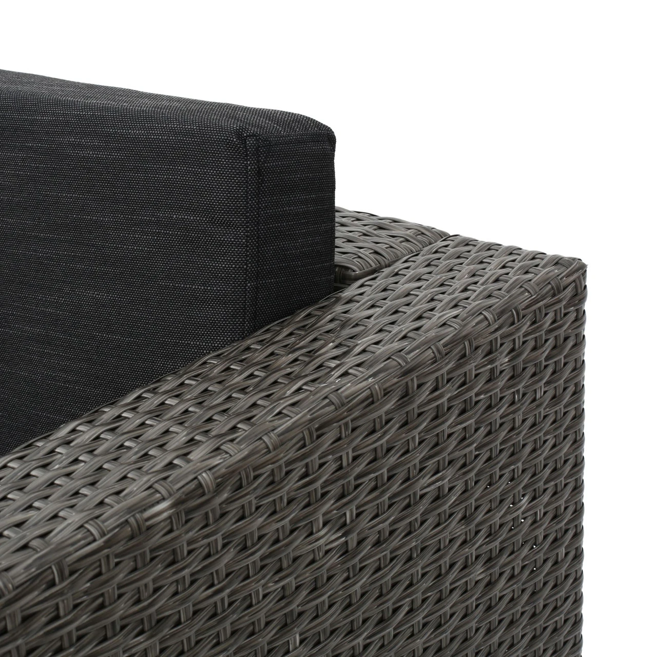 5-Piece Black Finish Wicker Outdoor Furniture Patio Chat Set - Gray Cushion 4 5-Piece Black Finish Wicker Outdoor Furniture Patio Chat Set - Gray Cushion - Image 4