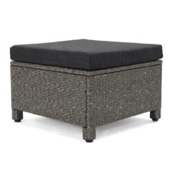 5-Piece Black Finish Wicker Outdoor Furniture Patio Chat Set - Gray Cushion 11 5-Piece Black Finish Wicker Outdoor Furniture Patio Chat Set - Gray Cushion -PatioVibe Shop dnhhf 299904 05 00105.1667678328