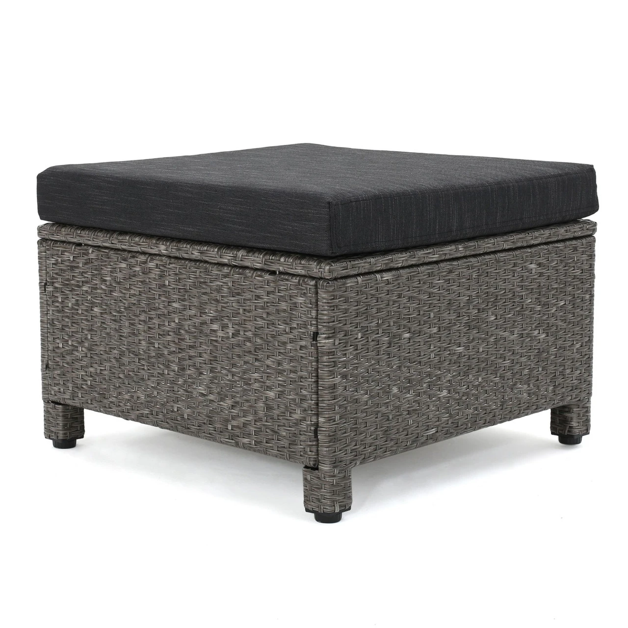 5-Piece Black Finish Wicker Outdoor Furniture Patio Chat Set - Gray Cushion 5 5-Piece Black Finish Wicker Outdoor Furniture Patio Chat Set - Gray Cushion - Image 5