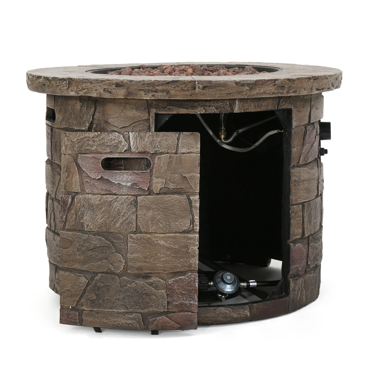 34.5" Brown Contemporary Round Outdoor Patio Fire Pit 5 34.5" Brown Contemporary Round Outdoor Patio Fire Pit - Image 5