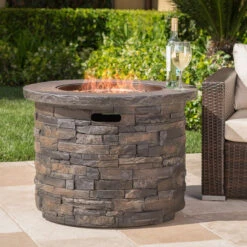 34.5" Brown And Gray Round Outdoor Patio Fire Pit 11 34.5" Brown And Gray Round Outdoor Patio Fire Pit -PatioVibe Shop dnhhf 300714 6 95322.1667677212