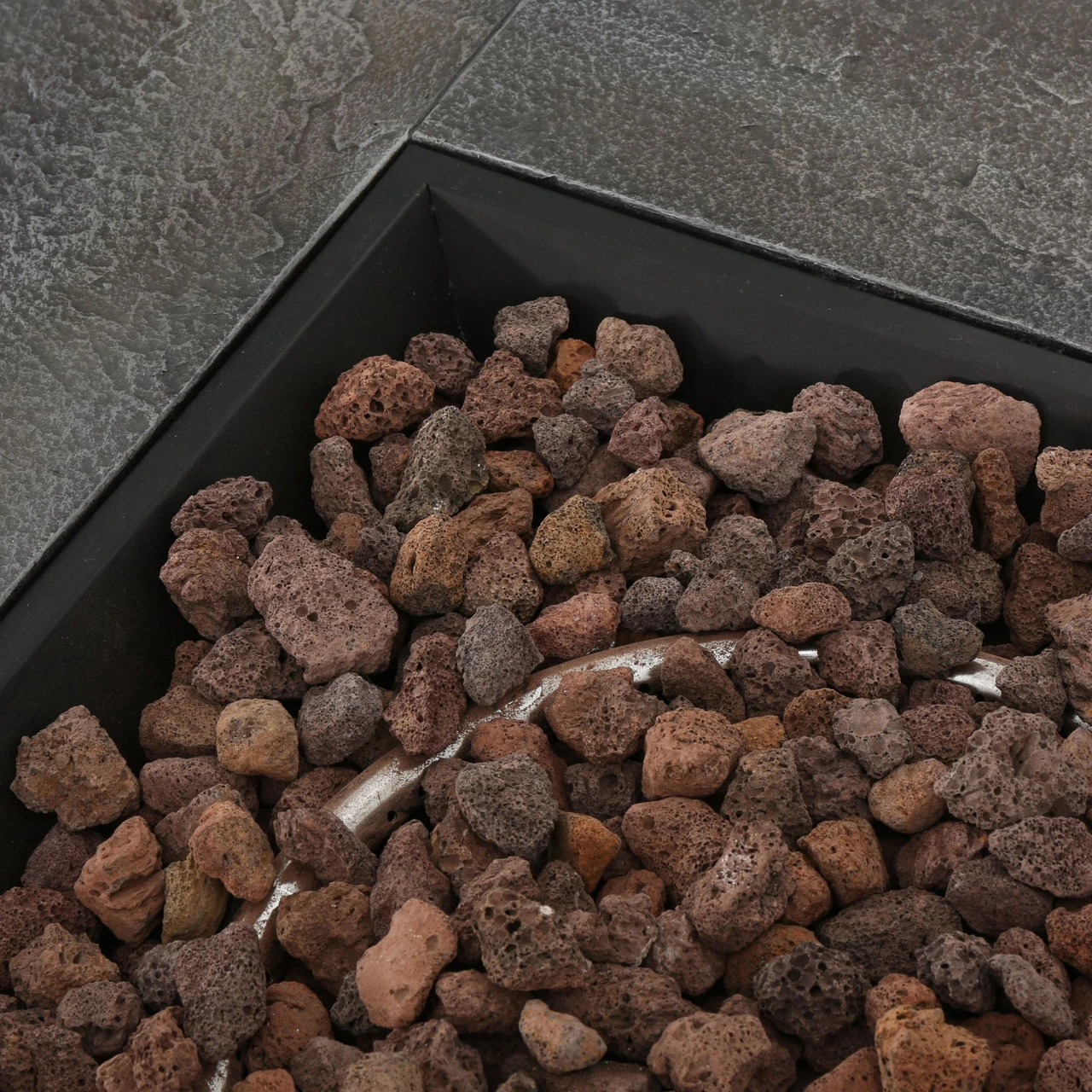 34.5" Gray And Brown Square Outdoor Patio Fire Pit 5 34.5" Gray And Brown Square Outdoor Patio Fire Pit - Image 5