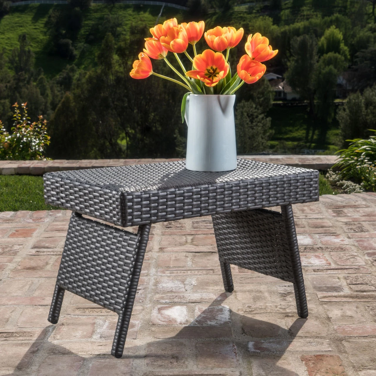 3-Piece Gray Wicker Outdoor Furniture Patio Chaise Lounge Set With Side Table 5 3-Piece Gray Wicker Outdoor Furniture Patio Chaise Lounge Set With Side Table - Image 5