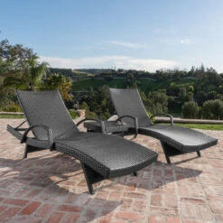 3-Piece Gray Wicker Outdoor Furniture Patio Chaise Lounge Set With Side Table 12 3-Piece Gray Wicker Outdoor Furniture Patio Chaise Lounge Set With Side Table -PatioVibe Shop dnhhf 301011 6 85086.1667487340