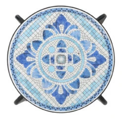 17" Blue And White Contemporary Outdoor Patio Round Side Accent Table 7 17" Blue And White Contemporary Outdoor Patio Round Side Accent Table -PatioVibe Shop dnhhf 301161 4 70415.1667654226