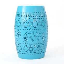 18" Blue Valley Lace Cut Outdoor Patio Accent Side Table -PatioVibe Shop dnhhf 301774 3 41909.1667664421