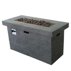 45" Gray Handcrafted Rectangular Outdoor Patio Fire Pit
