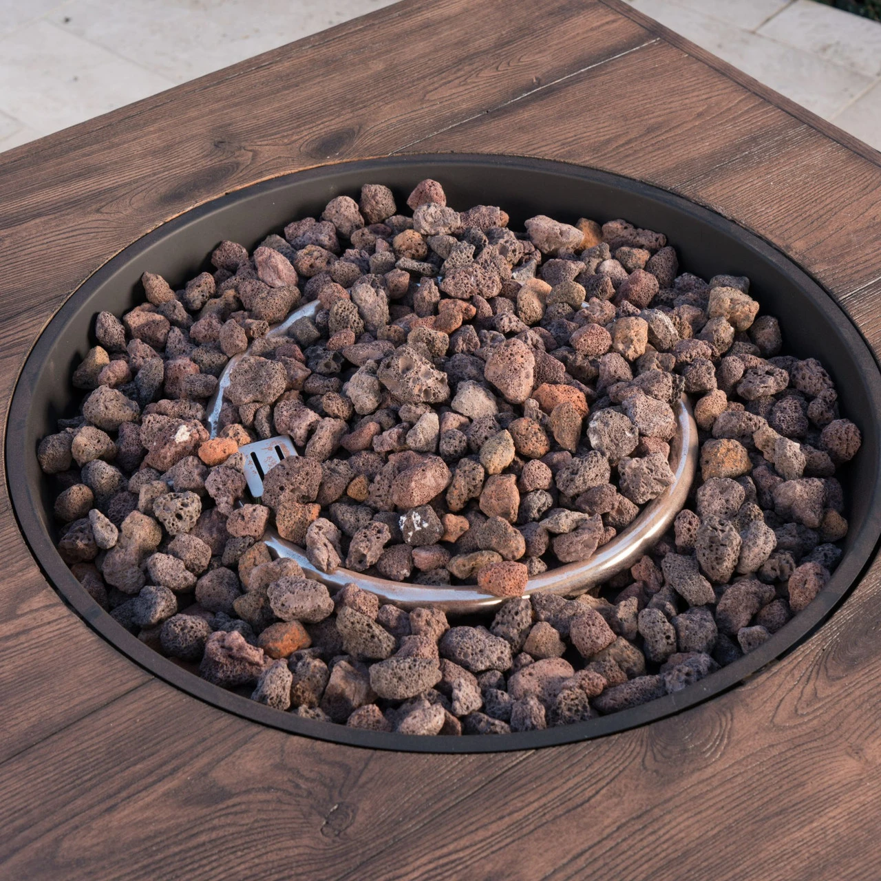 32" Brown And Black Contemporary Square Outdoor Patio Fire Pit 5 32" Brown And Black Contemporary Square Outdoor Patio Fire Pit - Image 5