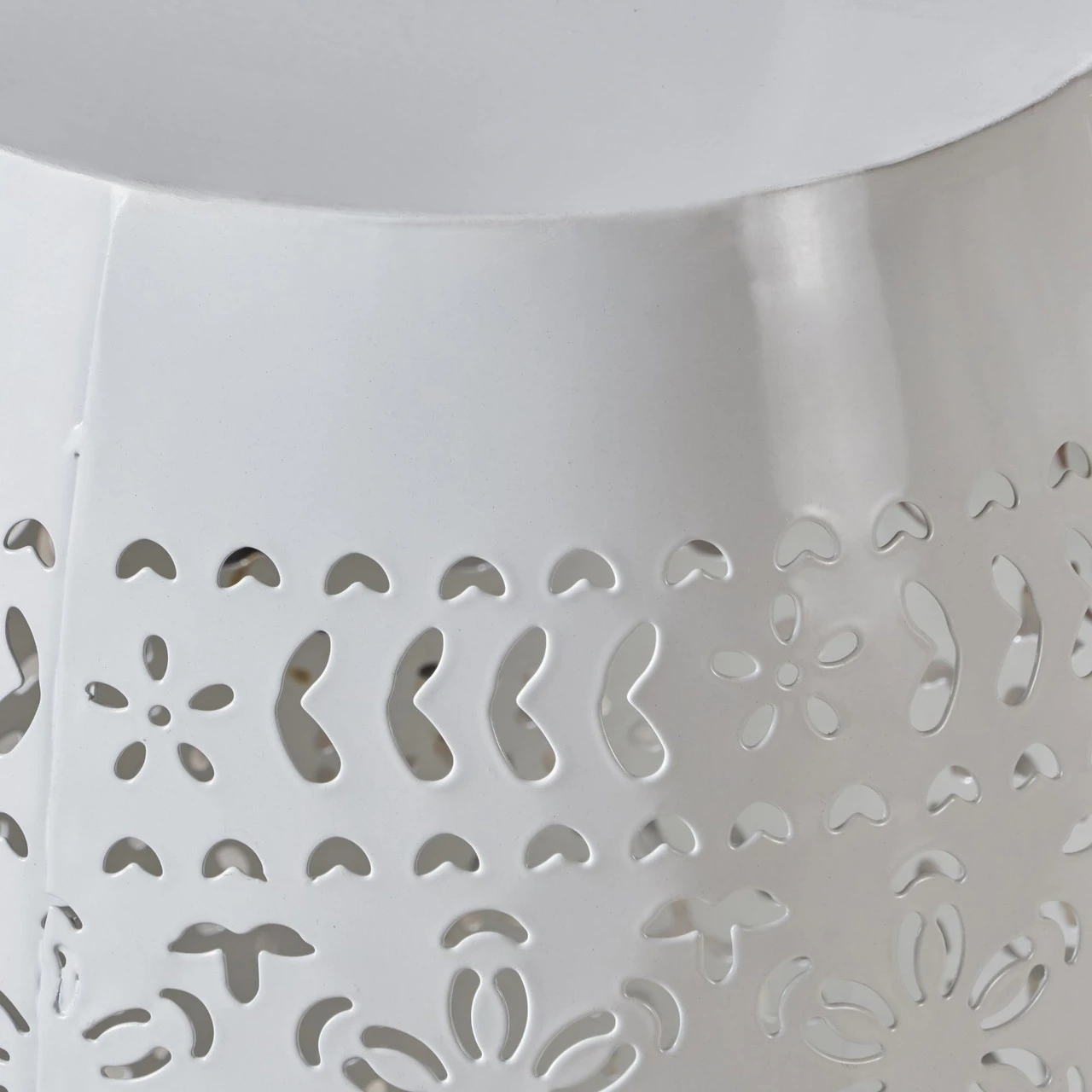 18" White Lace Cut Outdoor Patio Accent Side Table 3 18" White Lace Cut Outdoor Patio Accent Side Table - Image 3