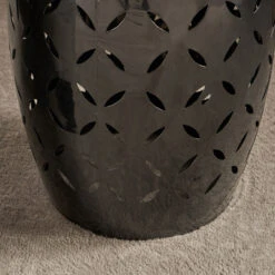 17.75" Black Barrel Shaped Lace Cut Outdoor Patio Accent Side Table 7 17.75" Black Barrel Shaped Lace Cut Outdoor Patio Accent Side Table -PatioVibe Shop dnhhf 303763 3 07700.1667618311