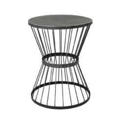 21" Matte Black Hand Crafted Outdoor Patio Side Table