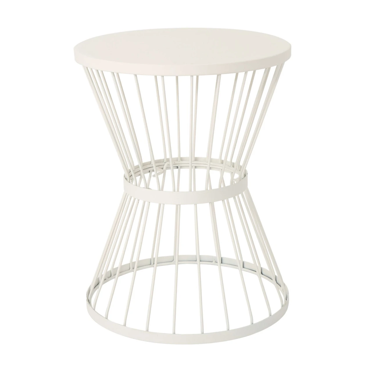 21" Matte White Contemporary Hourglass Outdoor Patio Side Tables 1 21" Matte White Contemporary Hourglass Outdoor Patio Side Tables