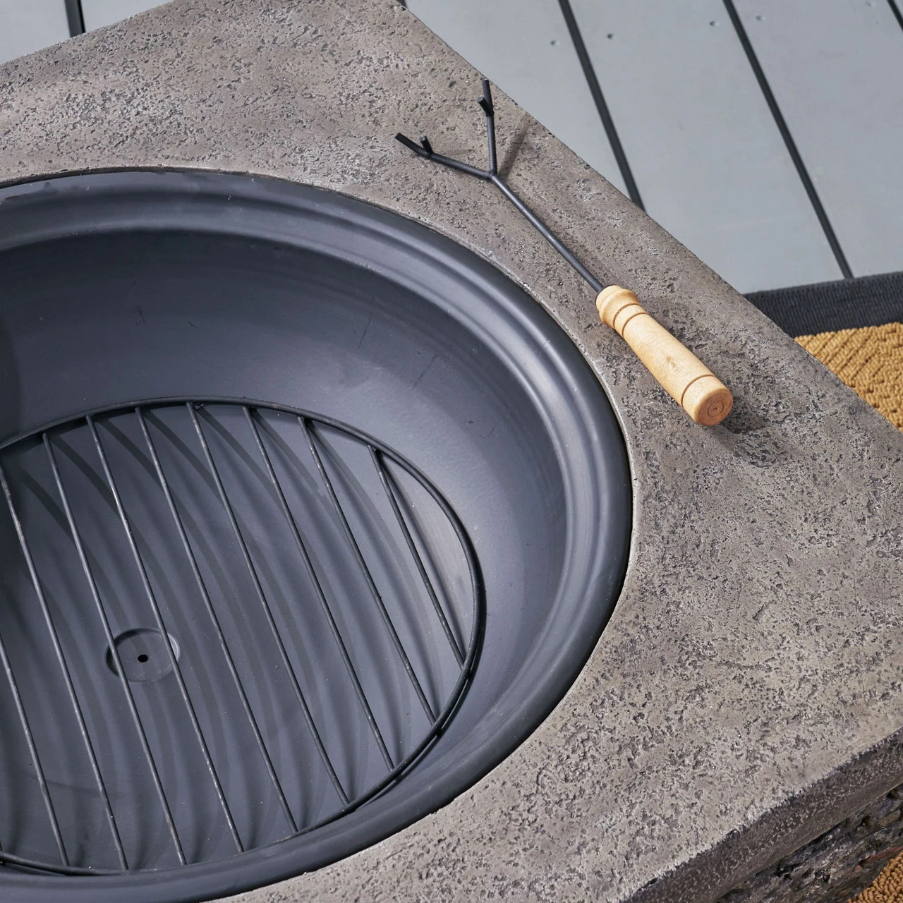 32.25" Gray And Black Contemporary Outdoor Square Fire Pit 5 32.25" Gray And Black Contemporary Outdoor Square Fire Pit - Image 5