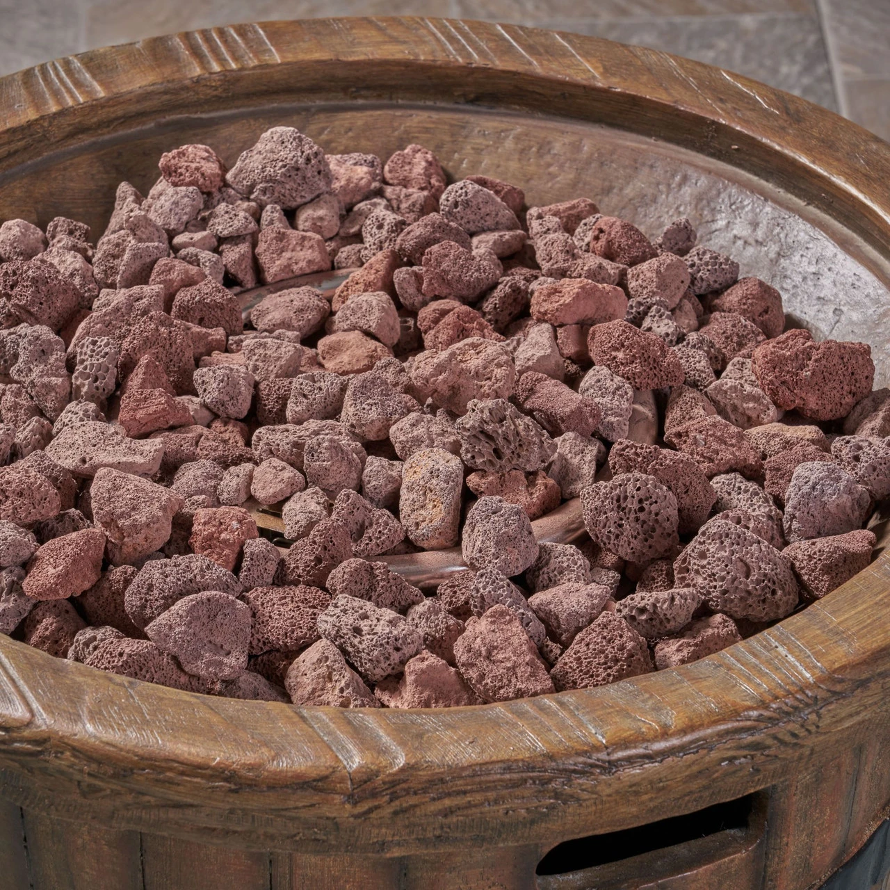 25" Cedar Brown Handcrafted Round Outdoor Patio Fire Pit 2 25" Cedar Brown Handcrafted Round Outdoor Patio Fire Pit - Image 2