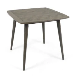 35.50" Gray Contemporary Square Outdoor Dining Table