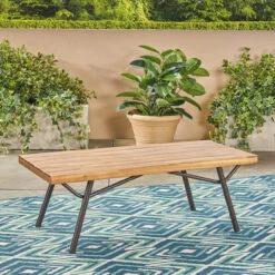 50" Brown And Black Contemporary Rectangular Outdoor Coffee Table -PatioVibe Shop dnhhf 305077 6 39193.1667677221