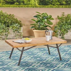50" Brown And Black Contemporary Rectangular Outdoor Coffee Table -PatioVibe Shop dnhhf 305077 7 81708.1667677221