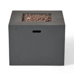 31.25" Gray Contemporary Outdoor Patio Square Fire Pit