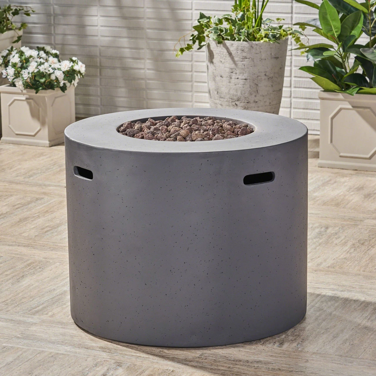 31" Gray Contemporary Outdoor Patio Round Fire Pit 2 31" Gray Contemporary Outdoor Patio Round Fire Pit - Image 2