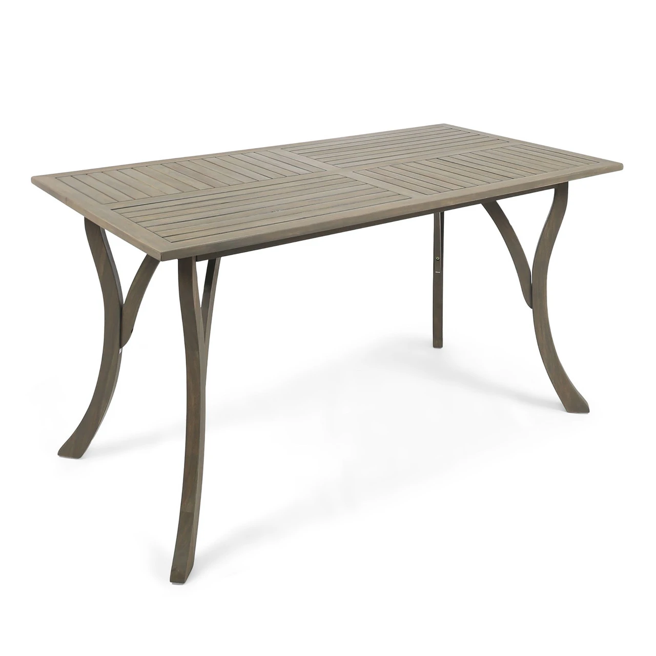 59" Gray Contemporary Rectangular Outdoor Dining Table 2 59" Gray Contemporary Rectangular Outdoor Dining Table - Image 2