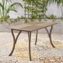 59" Gray Contemporary Rectangular Outdoor Dining Table 12 59" Gray Contemporary Rectangular Outdoor Dining Table -PatioVibe Shop dnhhf 305092 6 51038.1667474685