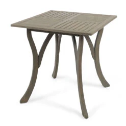 31.5" Gray Contemporary Square Outdoor Dining Table