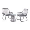 3-Piece Gray And White Wicker Outdoor Furniture Patio Chat Set - Gray Cushions