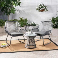 3-Piece Gray And White Wicker Outdoor Furniture Patio Chat Set - Gray Cushions 8 3-Piece Gray And White Wicker Outdoor Furniture Patio Chat Set - Gray Cushions -PatioVibe Shop dnhhf 305233 2 81819.1667677026
