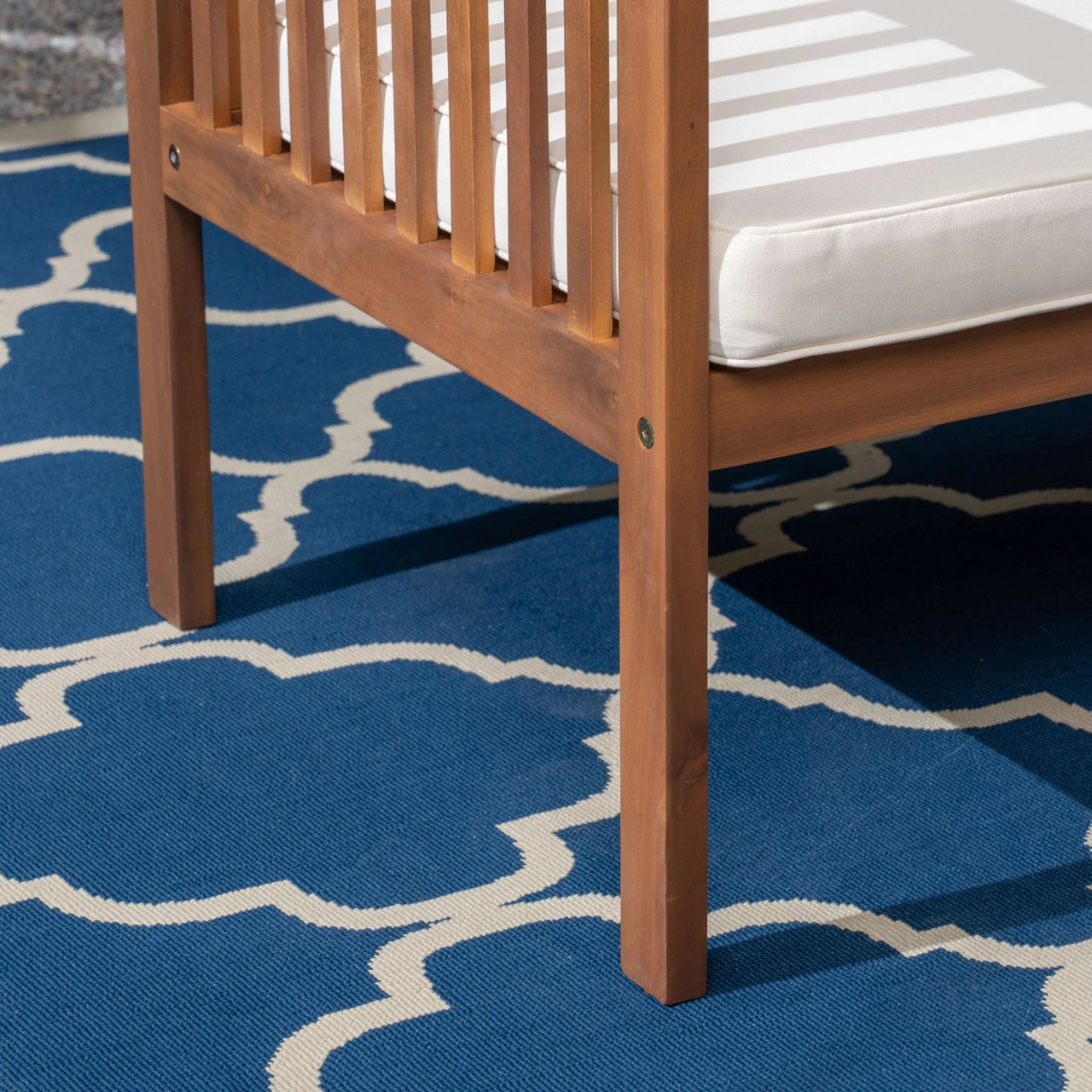 2-Piece Brown Patina Contemporary Wood Outdoor Furniture Patio Chat Set - Cream Cushions 5 2-Piece Brown Patina Contemporary Wood Outdoor Furniture Patio Chat Set - Cream Cushions - Image 5