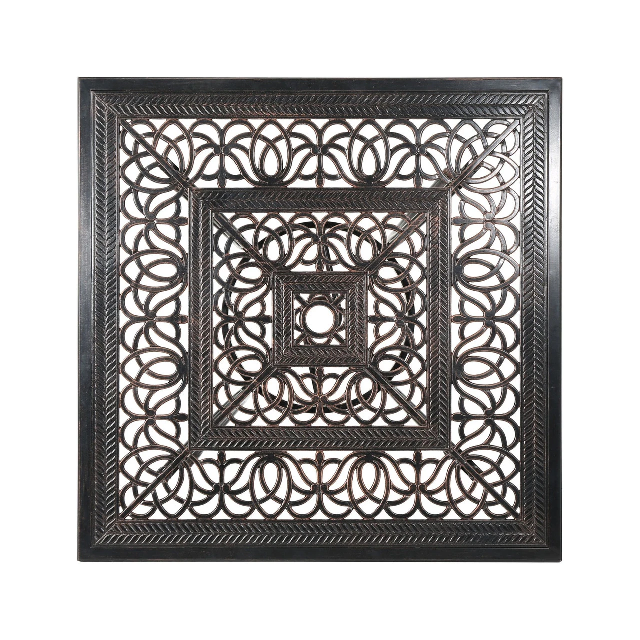 34.75" Brown Distressed Square Outdoor Patio Dining Table 2 34.75" Brown Distressed Square Outdoor Patio Dining Table - Image 2