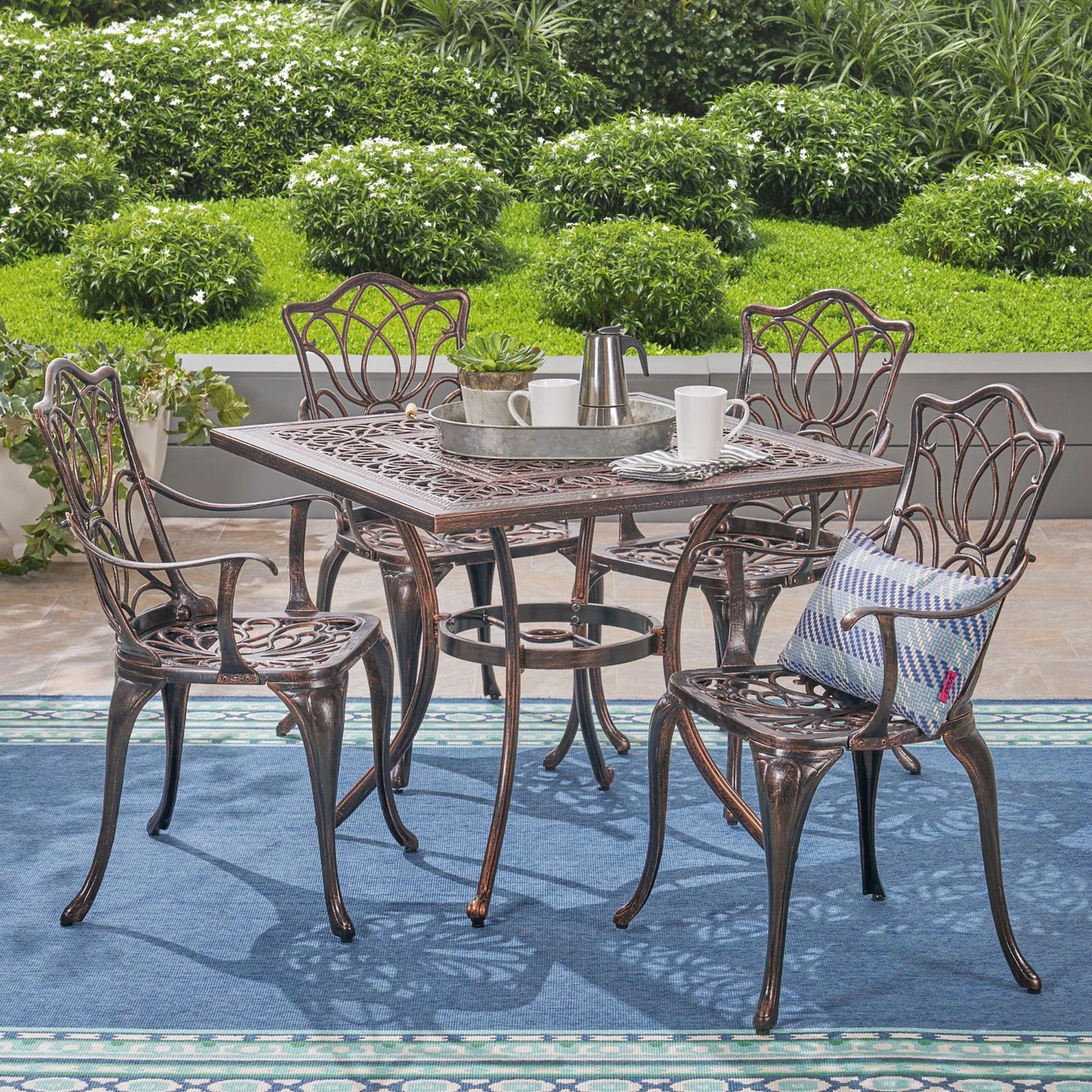34.75" Brown Distressed Square Outdoor Patio Dining Table 7 34.75" Brown Distressed Square Outdoor Patio Dining Table - Image 7