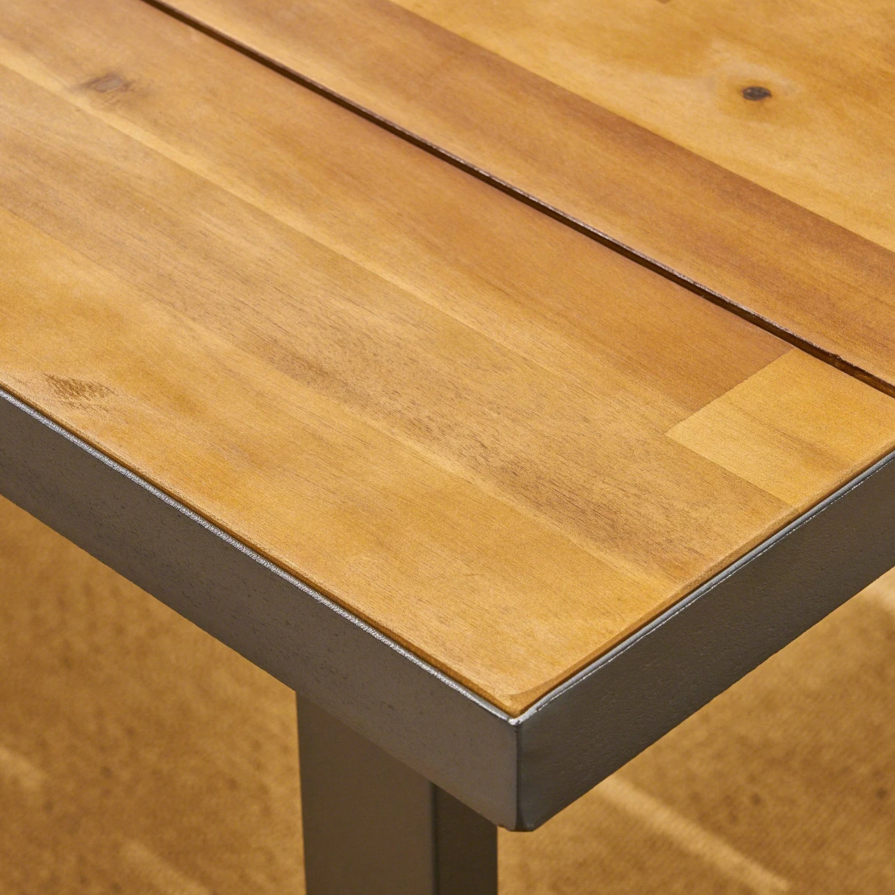 70.25" Brown And Black Rectangular Outdoor Patio Dining Table 5 70.25" Brown And Black Rectangular Outdoor Patio Dining Table - Image 5