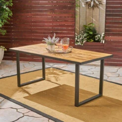 70.25" Brown And Black Rectangular Outdoor Patio Dining Table 13 70.25" Brown And Black Rectangular Outdoor Patio Dining Table -PatioVibe Shop dnhhf 306286 7 94457.1667487037