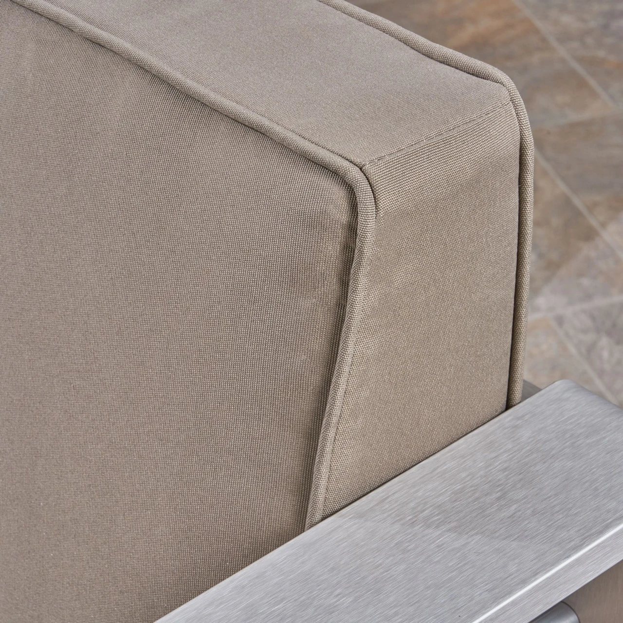 7-Piece Silver Contemporary Outdoor Furniture Patio Sectional Sofa Set - Brown Cushions 3 7-Piece Silver Contemporary Outdoor Furniture Patio Sectional Sofa Set - Brown Cushions - Image 3