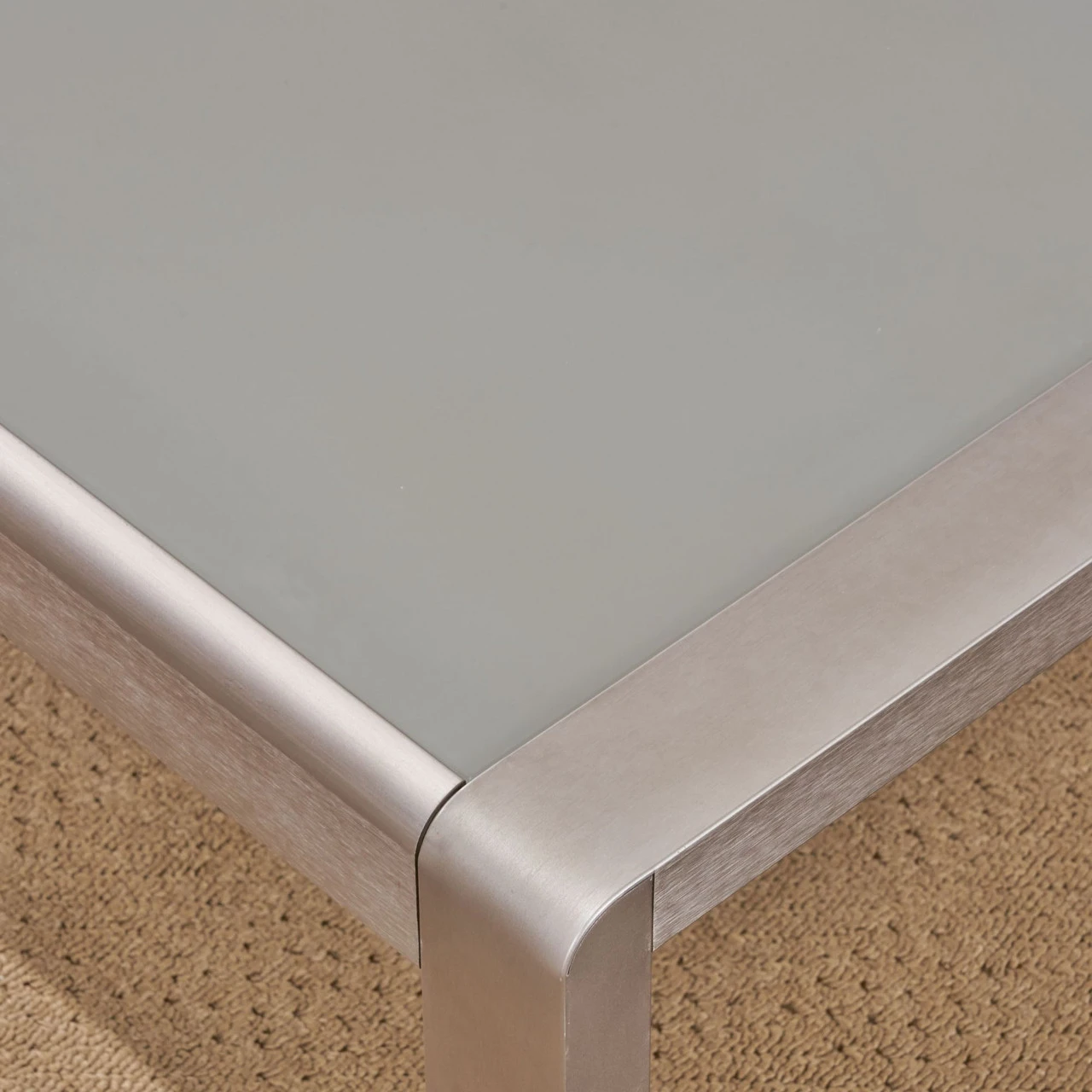 7-Piece Silver Contemporary Outdoor Furniture Patio Sectional Sofa Set - Brown Cushions 6 7-Piece Silver Contemporary Outdoor Furniture Patio Sectional Sofa Set - Brown Cushions - Image 6