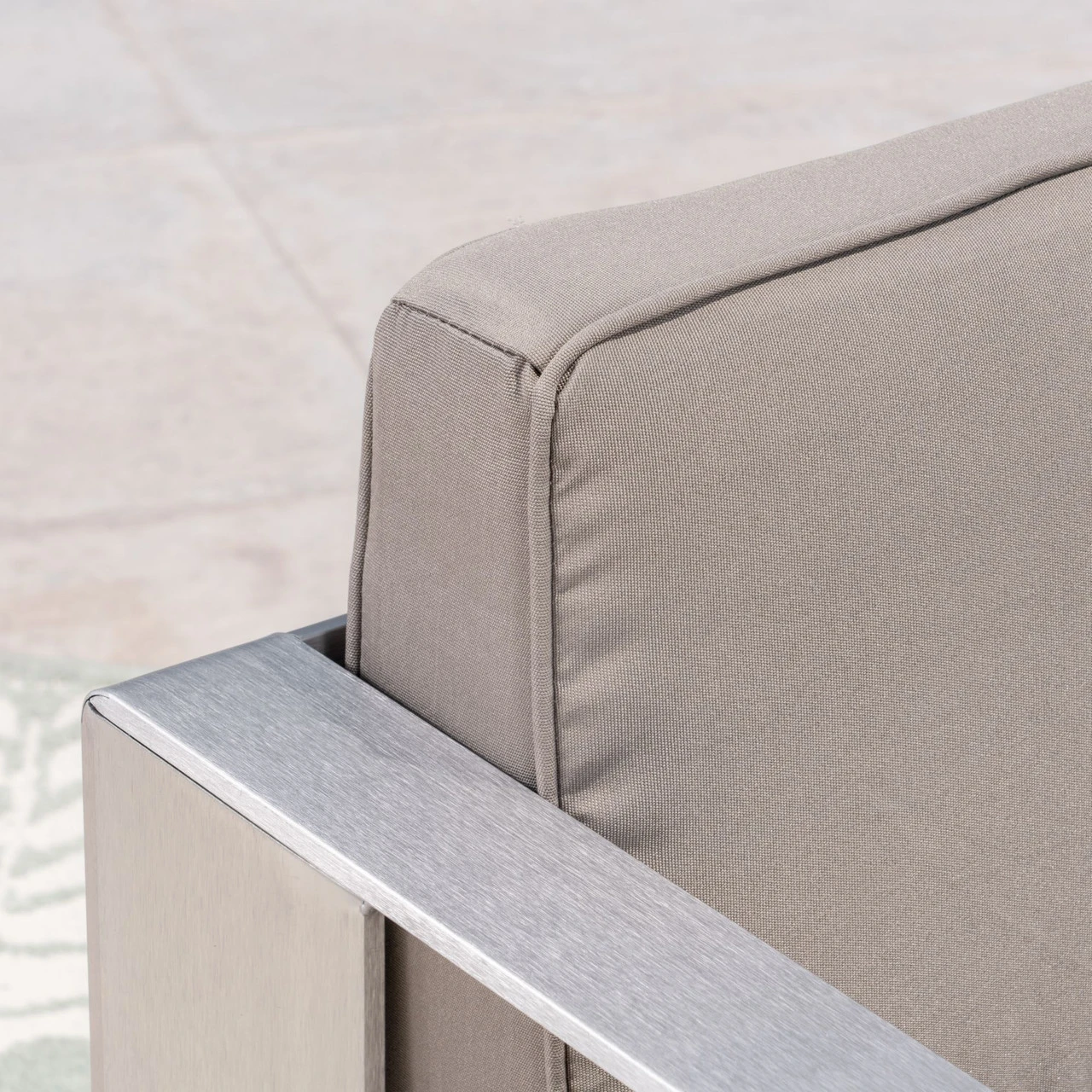 2pc Silver And Gray Contemporary Outdoor Chat Set With Cushions 3 2pc Silver And Gray Contemporary Outdoor Chat Set With Cushions - Image 3