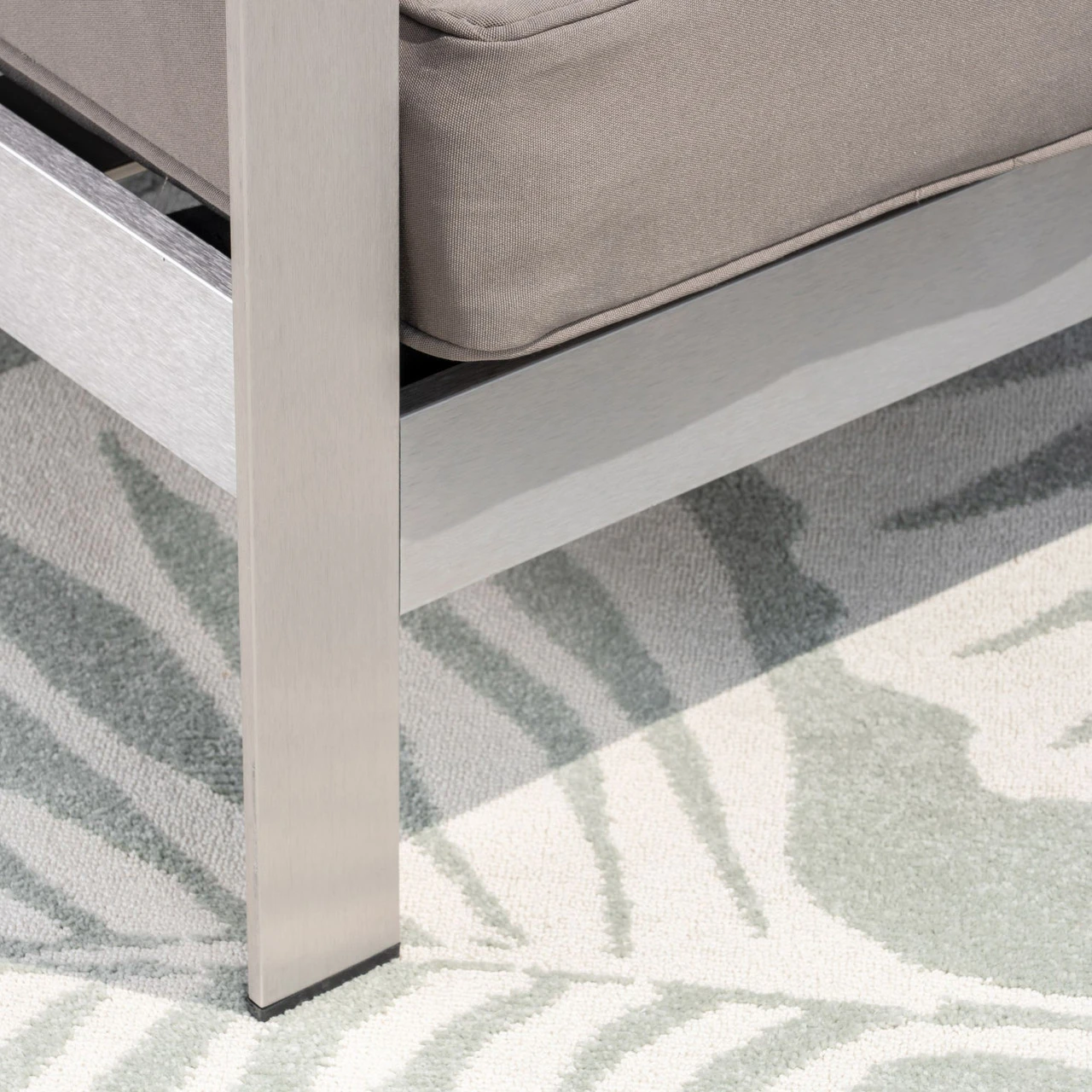 2pc Silver And Gray Contemporary Outdoor Chat Set With Cushions 5 2pc Silver And Gray Contemporary Outdoor Chat Set With Cushions - Image 5