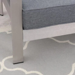 2-Piece Silver Contemporary Aluminum Outdoor Furniture Patio Chat Set - Gray Cushions 12 2-Piece Silver Contemporary Aluminum Outdoor Furniture Patio Chat Set - Gray Cushions -PatioVibe Shop dnhhf 306466 6 80040.1667617156