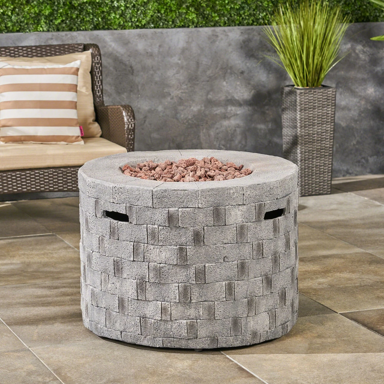 31.75" Gray Round Outdoor Patio Lightweight Fire Pit 2 31.75" Gray Round Outdoor Patio Lightweight Fire Pit - Image 2