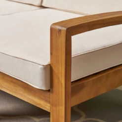 5pc Brown And Beige Outdoor Patio Conversation Set With Cushions 39.5" -PatioVibe Shop dnhhf 306669 4 29747.1667587411