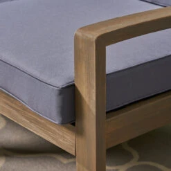 5pc Gray And Brown Outdoor Patio Conversation Set With Cushions 39.5" -PatioVibe Shop dnhhf 306672 4 85270.1667488803