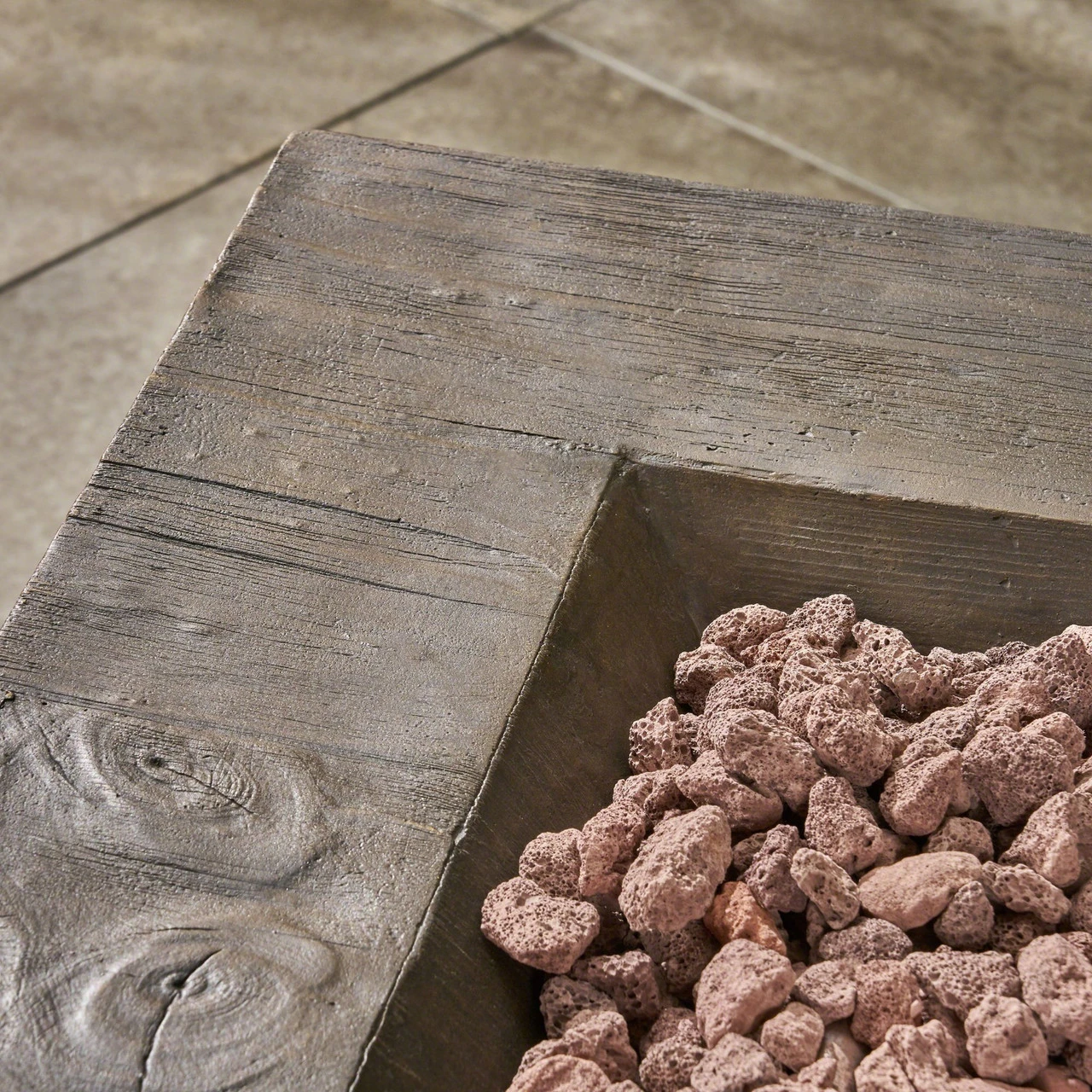 32" Natural Brown Distressed Finish Square Outdoor Patio Fire Pit 4 32" Natural Brown Distressed Finish Square Outdoor Patio Fire Pit - Image 4