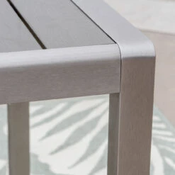 35" Silver And Gray Contemporary Square Outdoor Patio Dining Table -PatioVibe Shop dnhhf 307015 3 97572.1667617203
