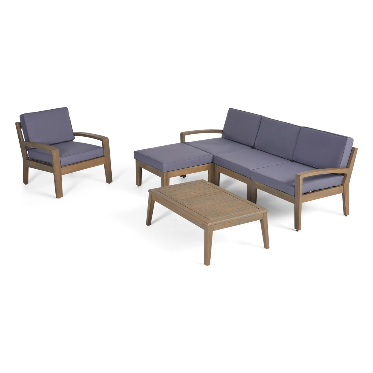 6-Piece Gray Outdoor Furniture Patio Sectional Sofa Set - Gray Cushions 1 6-Piece Gray Outdoor Furniture Patio Sectional Sofa Set - Gray Cushions