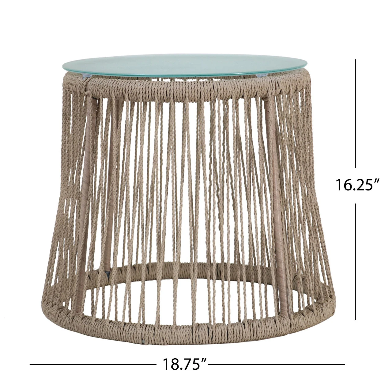 18.75" Brown And Clear Contemporary Round Outdoor Patio Side Table 2 18.75" Brown And Clear Contemporary Round Outdoor Patio Side Table - Image 2