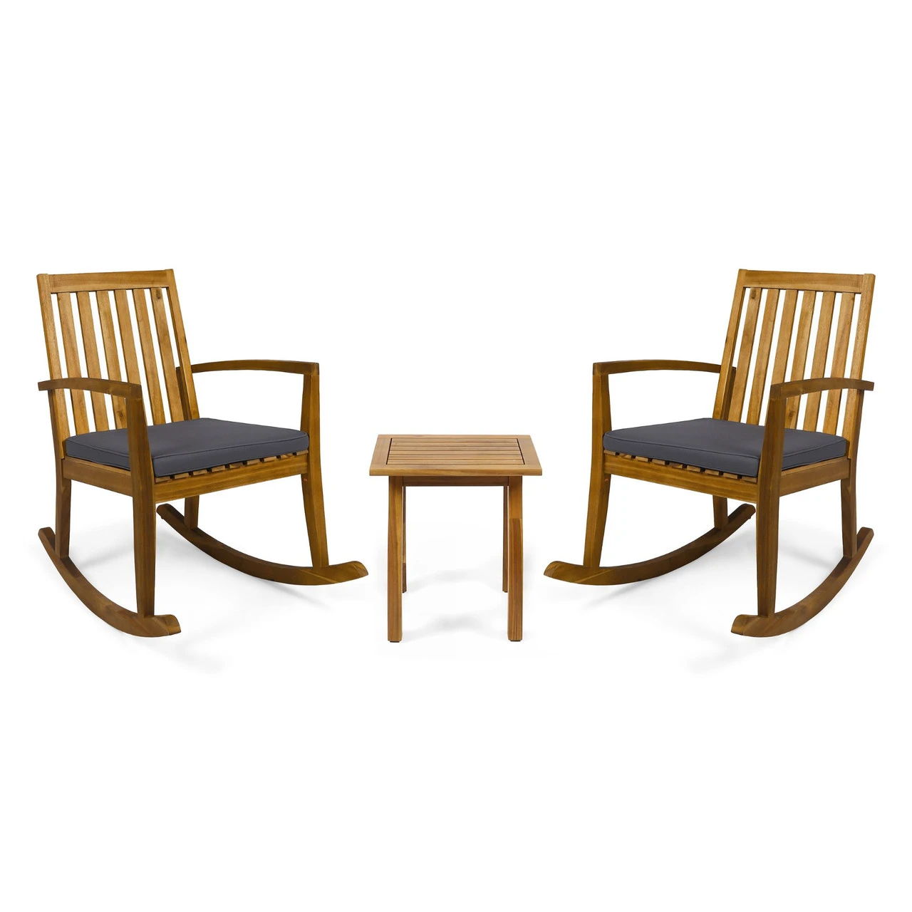 3-Piece Brown Outdoor Furniture Patio Chat Set - Gray Cushions 1 3-Piece Brown Outdoor Furniture Patio Chat Set - Gray Cushions