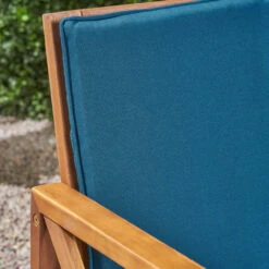 2pc Teal Blue And Brown Outdoor Patio Cushioned Loveseat And Coffee Table Set 54.25" -PatioVibe Shop dnhhf 307656 3 35527.1667677858