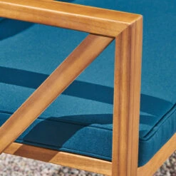 2pc Teal Blue And Brown Outdoor Patio Cushioned Loveseat And Coffee Table Set 54.25" -PatioVibe Shop dnhhf 307656 4 47162.1667677858