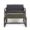 2pc Gray Contemporary Outdoor Patio Cushioned Loveseat With Coffee Table Set 54.25"