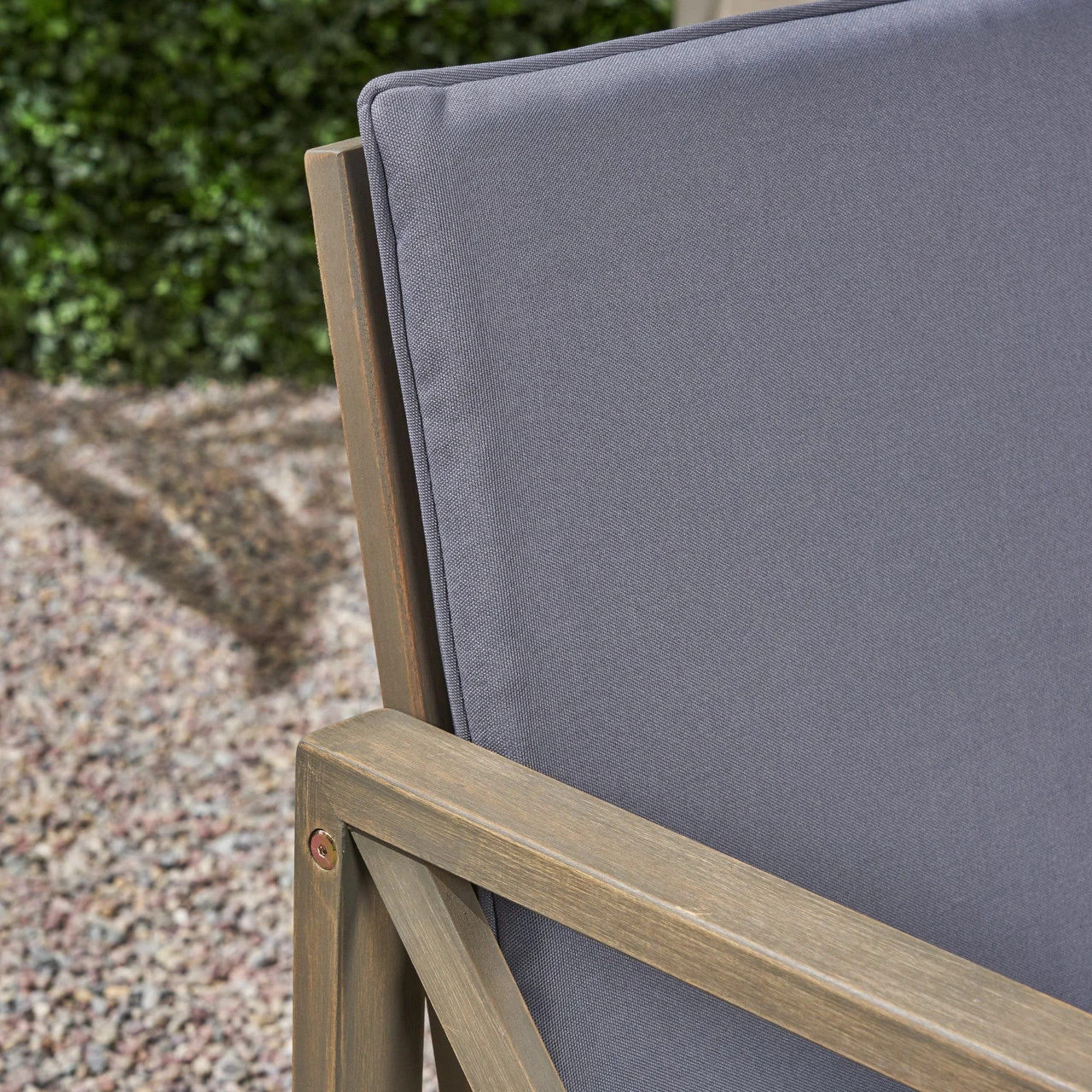 2pc Gray Contemporary Outdoor Patio Cushioned Loveseat With Coffee Table Set 54.25" 3 2pc Gray Contemporary Outdoor Patio Cushioned Loveseat With Coffee Table Set 54.25" - Image 3